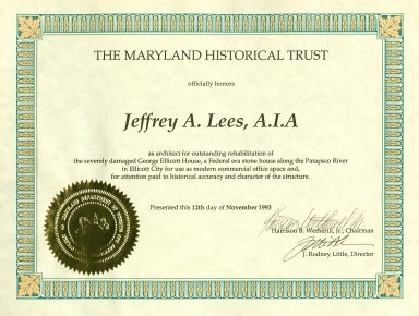 MD. Historical Trust Award (1991)